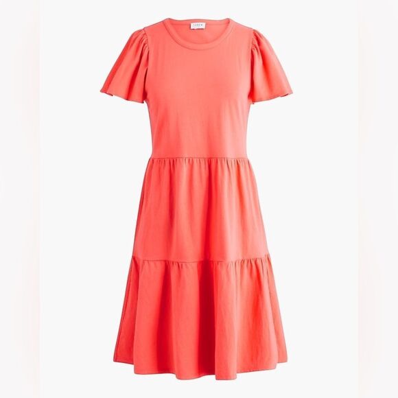 J Crew Factory Knit Tiered Midi Dress Size XS in Dark Coral NWT - Picture 1 of 7